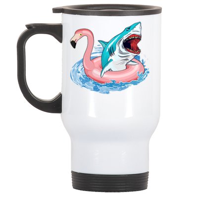 Funny Vacation Time Flamingo SwimTube Shark Stainless Steel Travel Mug