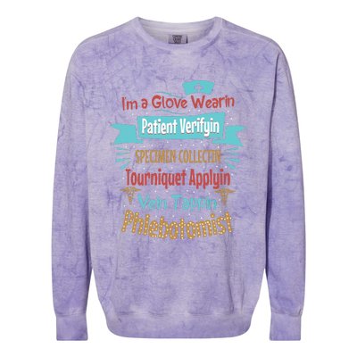 Funny Vein Tapping Phlebotomist Phlebotomy Technician Women Colorblast Crewneck Sweatshirt