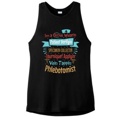 Funny Vein Tapping Phlebotomist Phlebotomy Technician Women Ladies PosiCharge Tri-Blend Wicking Tank