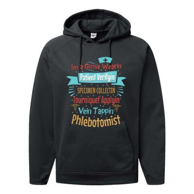 Funny Vein Tapping Phlebotomist Phlebotomy Technician Women Performance Fleece Hoodie