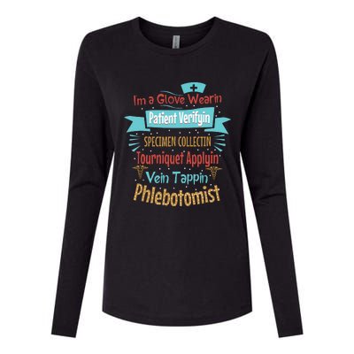 Funny Vein Tapping Phlebotomist Phlebotomy Technician Women Womens Cotton Relaxed Long Sleeve T-Shirt