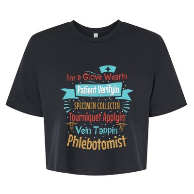 Funny Vein Tapping Phlebotomist Phlebotomy Technician Women Bella+Canvas Jersey Crop Tee