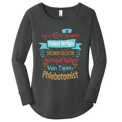 Funny Vein Tapping Phlebotomist Phlebotomy Technician Women Women's Perfect Tri Tunic Long Sleeve Shirt