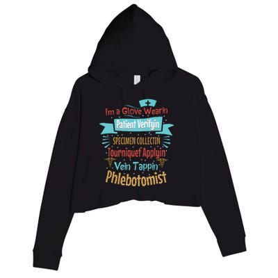 Funny Vein Tapping Phlebotomist Phlebotomy Technician Women Crop Fleece Hoodie