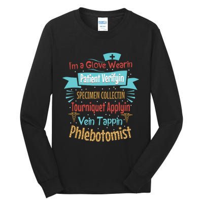 Funny Vein Tapping Phlebotomist Phlebotomy Technician Women Tall Long Sleeve T-Shirt