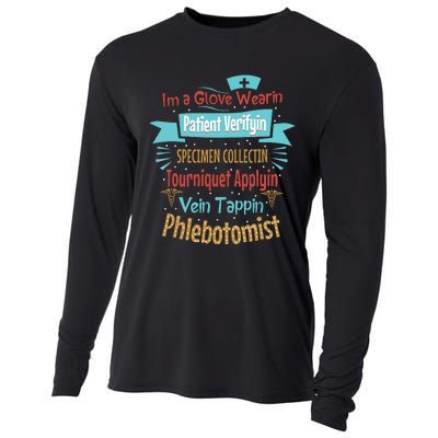 Funny Vein Tapping Phlebotomist Phlebotomy Technician Women Cooling Performance Long Sleeve Crew