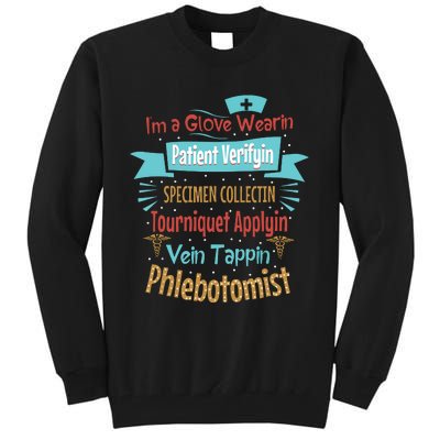 Funny Vein Tapping Phlebotomist Phlebotomy Technician Women Tall Sweatshirt