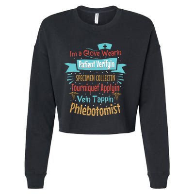 Funny Vein Tapping Phlebotomist Phlebotomy Technician Women Cropped Pullover Crew