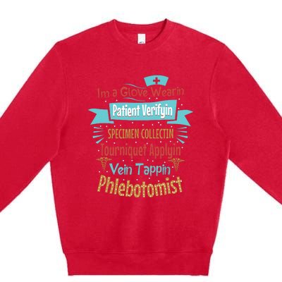 Funny Vein Tapping Phlebotomist Phlebotomy Technician Women Premium Crewneck Sweatshirt