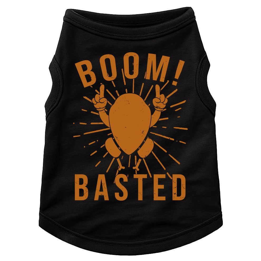 Funny Vintage Thanksgiving Turkey Boom Basted Doggie Tank