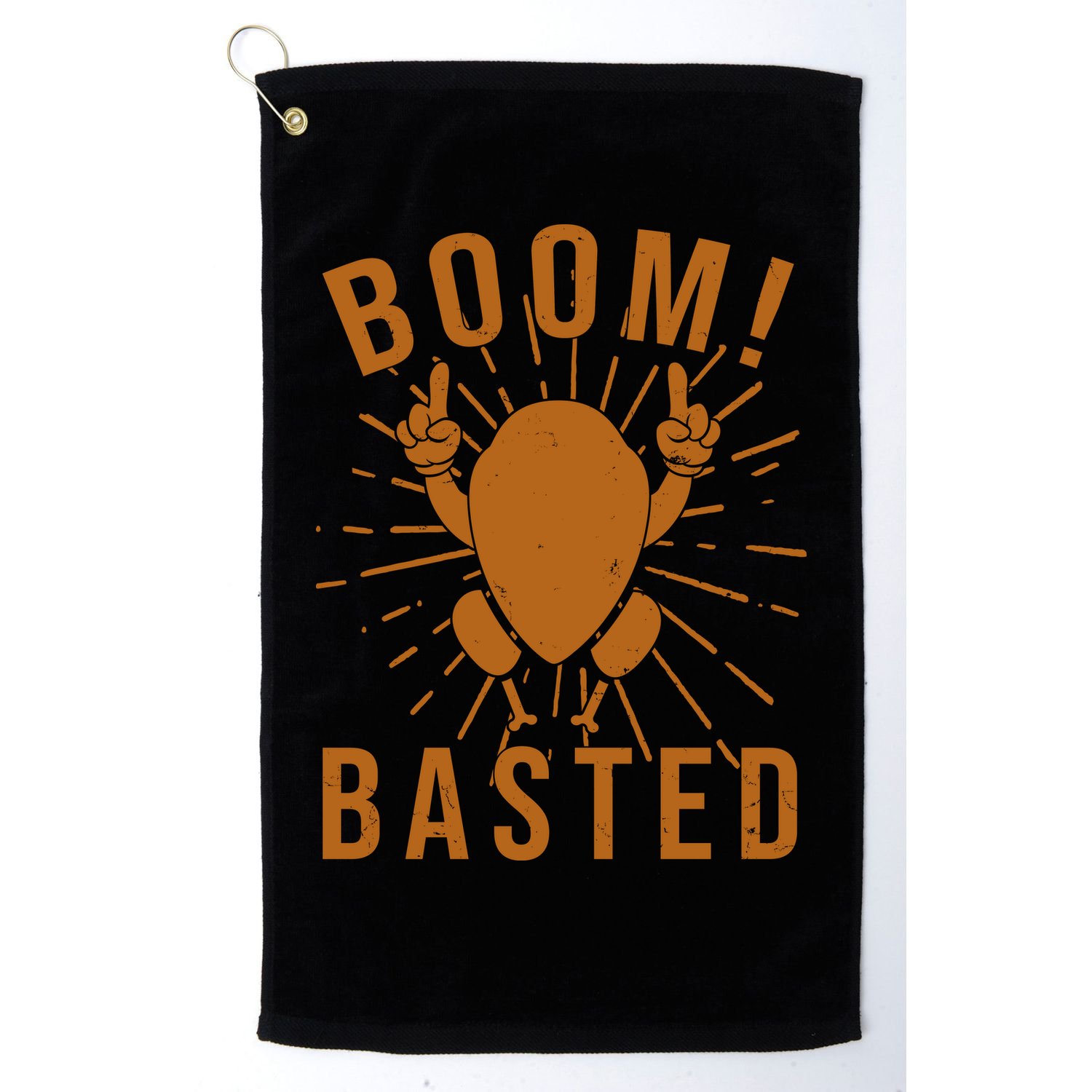 Funny Vintage Thanksgiving Turkey Boom Basted Golf Towel