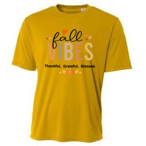 Fall Vibes Thankful Grateful Blessed Gift Cooling Performance Crew T-Shirt