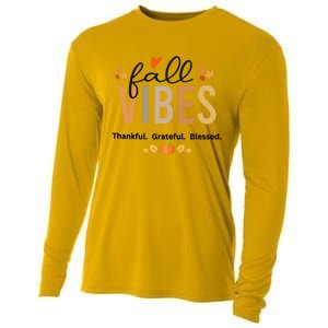 Fall Vibes Thankful Grateful Blessed Gift Cooling Performance Long Sleeve Crew