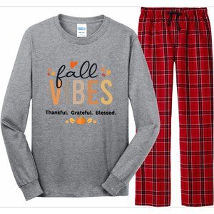 Fall Vibes Thankful Grateful Blessed Gift Long Sleeve Pajama Set