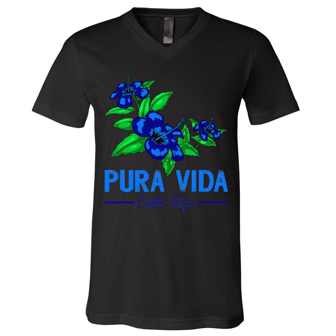 Family Vacation Tropical Flower Costa Rica Beach Pura Vida V-Neck T-Shirt