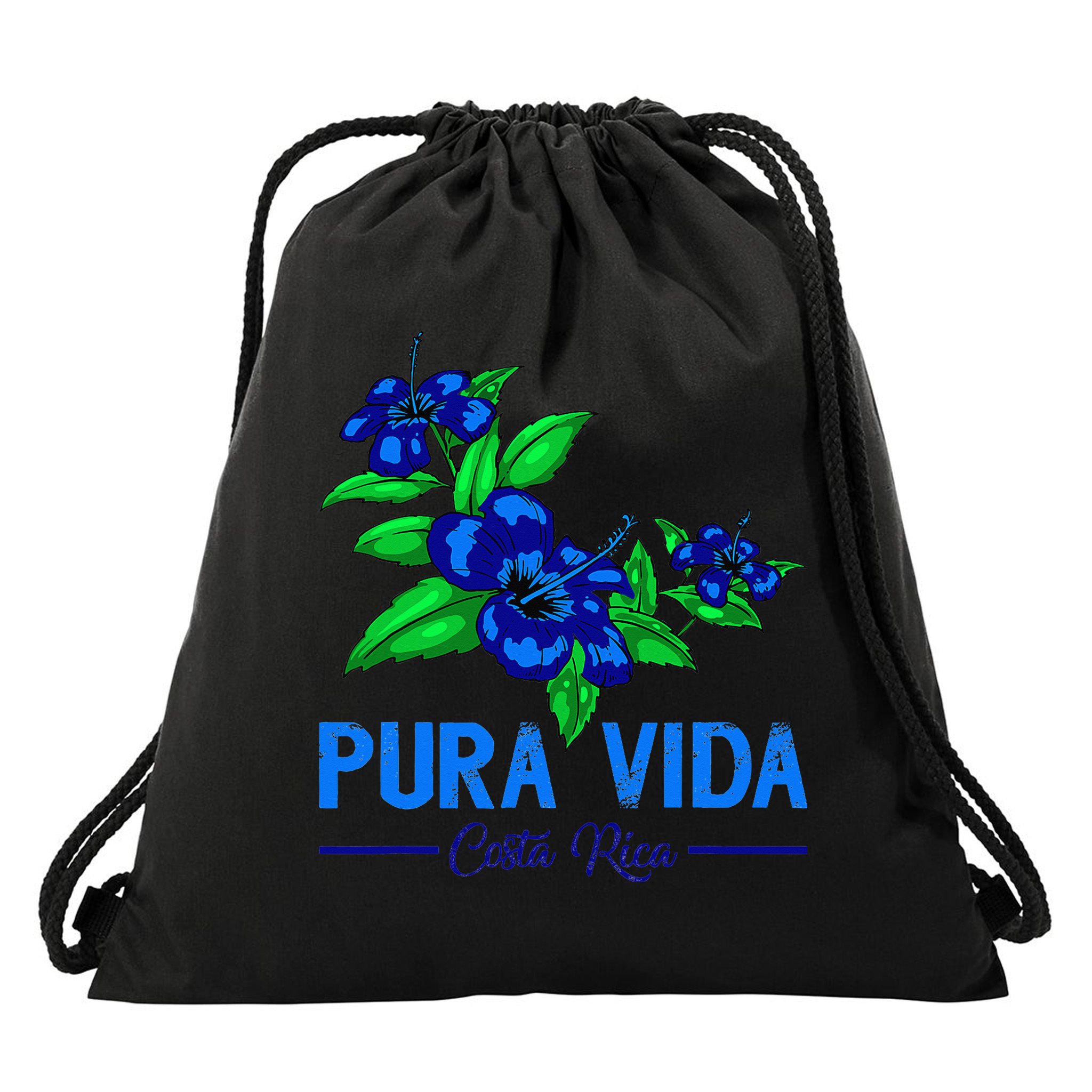 Family Vacation Tropical Flower Costa Rica Beach Pura Vida Drawstring Bag