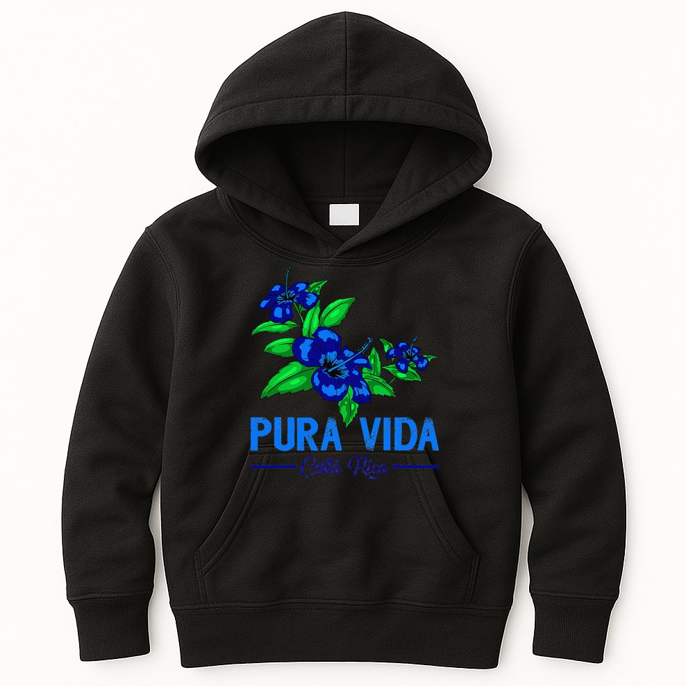 Family Vacation Tropical Flower Costa Rica Beach Pura Vida Kids Hoodie