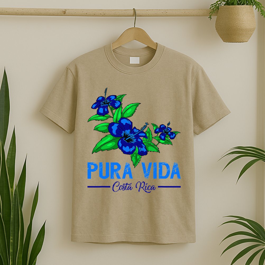 Family Vacation Tropical Flower Costa Rica Beach Pura Vida T-Shirt