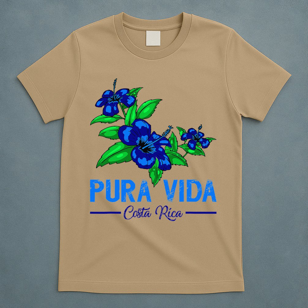 Family Vacation Tropical Flower Costa Rica Beach Pura Vida T-Shirt