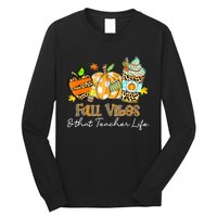 Fall Vibes & That Teacher Life Apple Pencil Pumpkin Fall Long Sleeve Shirt