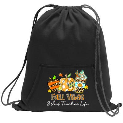 Fall Vibes & That Teacher Life Apple Pencil Pumpkin Fall Sweatshirt Cinch Pack Bag