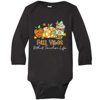 Fall Vibes & That Teacher Life Apple Pencil Pumpkin Fall Baby Long Sleeve Bodysuit