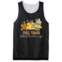 Fall Vibes & That Teacher Life Apple Pencil Pumpkin Fall Mesh Reversible Basketball Jersey Tank