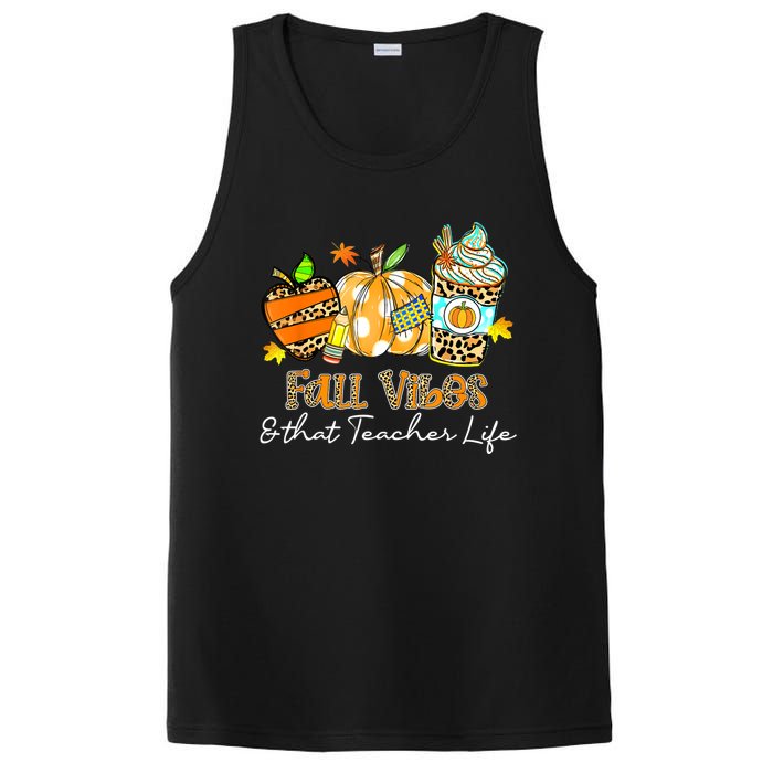 Fall Vibes & That Teacher Life Apple Pencil Pumpkin Fall PosiCharge Competitor Tank