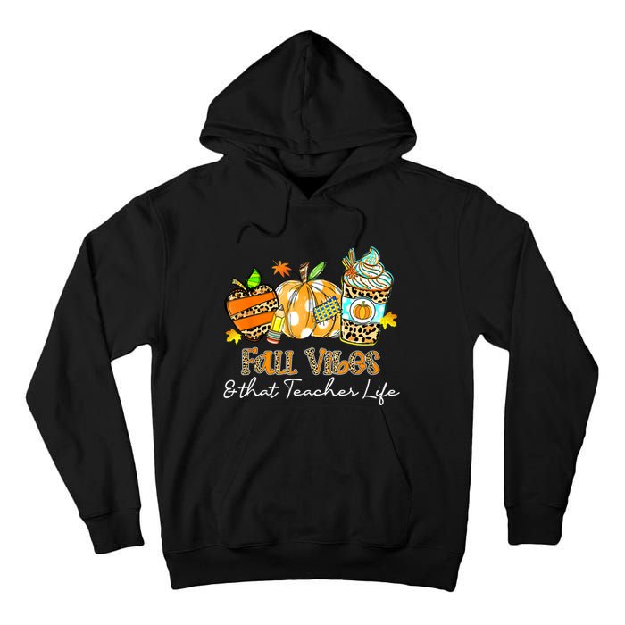 Fall Vibes & That Teacher Life Apple Pencil Pumpkin Fall Tall Hoodie