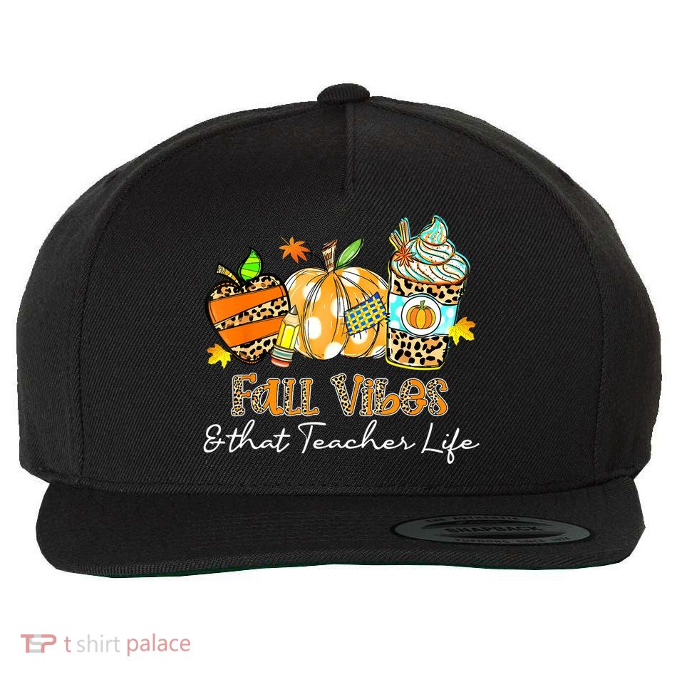 Fall Vibes & That Teacher Life Apple Pencil Pumpkin Fall Wool Snapback Cap