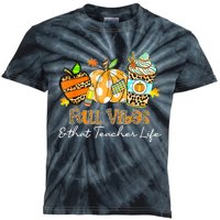 Fall Vibes & That Teacher Life Apple Pencil Pumpkin Fall Kids Tie-Dye T-Shirt