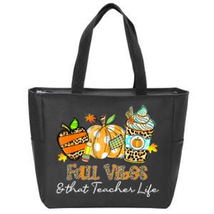 Fall Vibes & That Teacher Life Apple Pencil Pumpkin Fall Zip Tote Bag