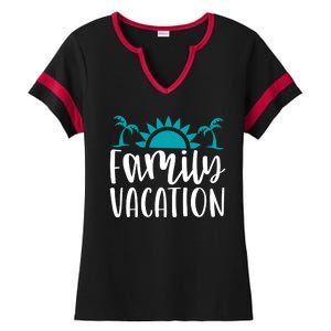 Family Vacation Tropical Beach Travel Ladies Halftime Notch Neck Tee