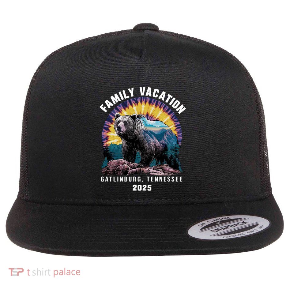 Family Vacation Tennessee Gatlinburg 2025 Bear Souvenir Gift Flat Bill Trucker Hat