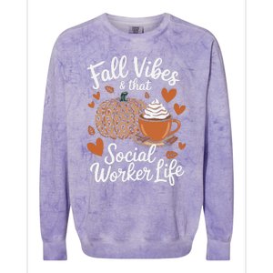 Fall Vibes That Social Worker Life Msw Dsw Thanksgiving Colorblast Crewneck Sweatshirt