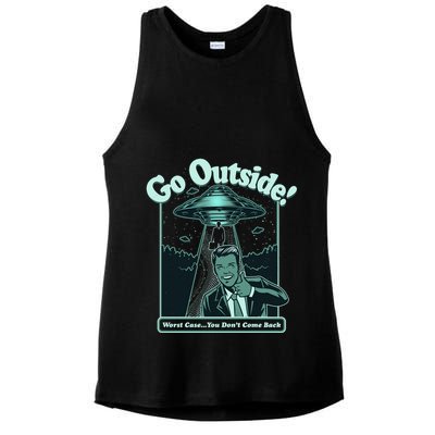 Funny Vintage Ufo Alien Go Outside Worse Case You DonT Come Back Ladies PosiCharge Tri-Blend Wicking Tank