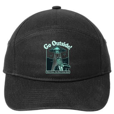 Funny Vintage Ufo Alien Go Outside Worse Case You DonT Come Back 7-Panel Snapback Hat