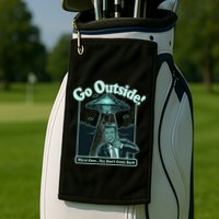 Funny Vintage Ufo Alien Go Outside Worse Case You DonT Come Back Golf Towel