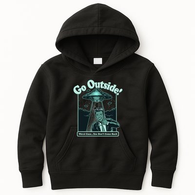 Funny Vintage Ufo Alien Go Outside Worse Case You DonT Come Back Kids Hoodie