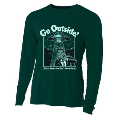 Funny Vintage Ufo Alien Go Outside Worse Case You DonT Come Back Cooling Performance Long Sleeve Crew