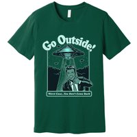 Funny Vintage Ufo Alien Go Outside Worse Case You DonT Come Back Premium T-Shirt