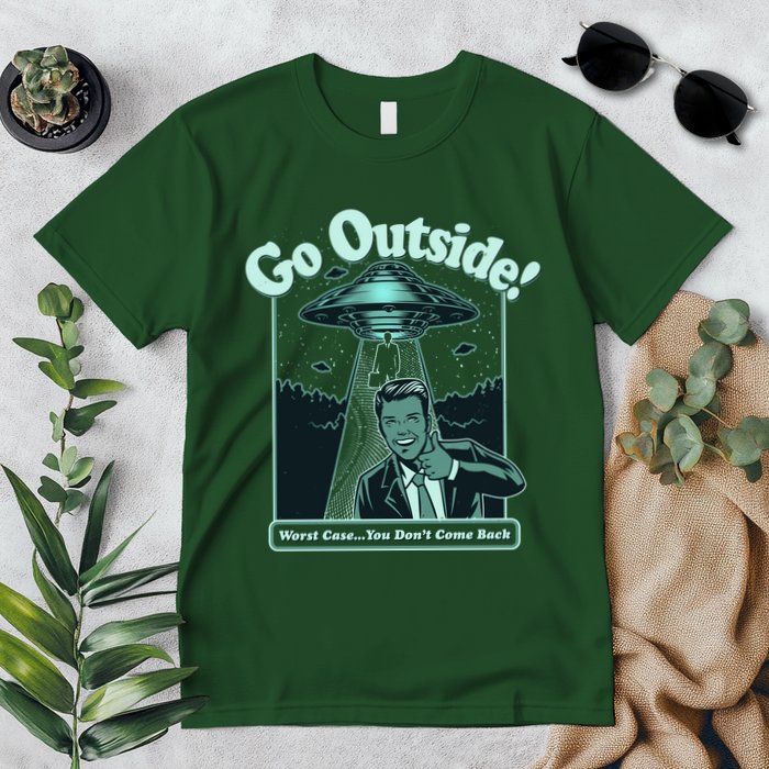 Funny Vintage Ufo Alien Go Outside Worse Case You DonT Come Back Premium T-Shirt
