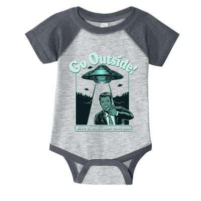 Funny Vintage Ufo Alien Go Outside Worse Case You DonT Come Back Infant Baby Jersey Bodysuit
