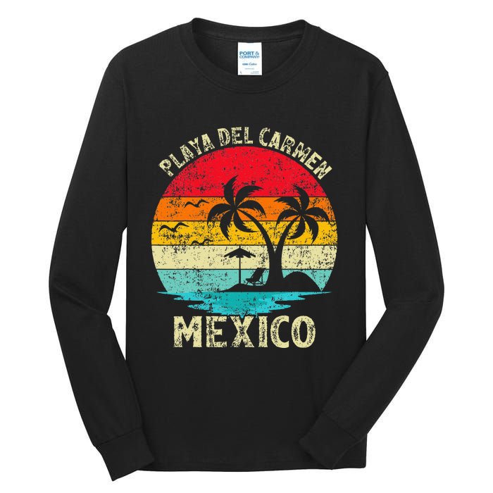 Family Vacation Vintage Retro Mexico Playa Del Car Beach Tall Long Sleeve T-Shirt