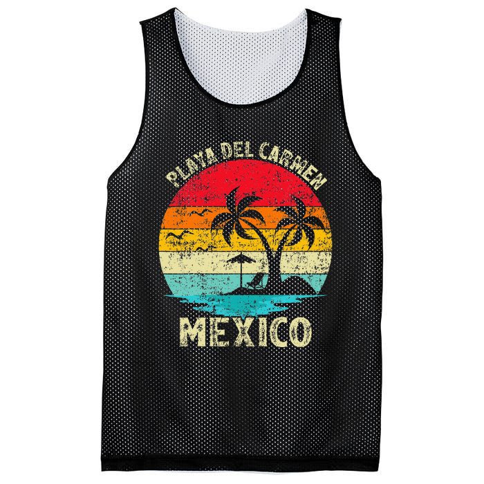 Family Vacation Vintage Retro Mexico Playa Del Car Beach Mesh Reversible Basketball Jersey Tank