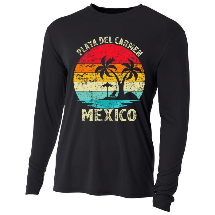 Family Vacation Vintage Retro Mexico Playa Del Car Beach Cooling Performance Long Sleeve Crew