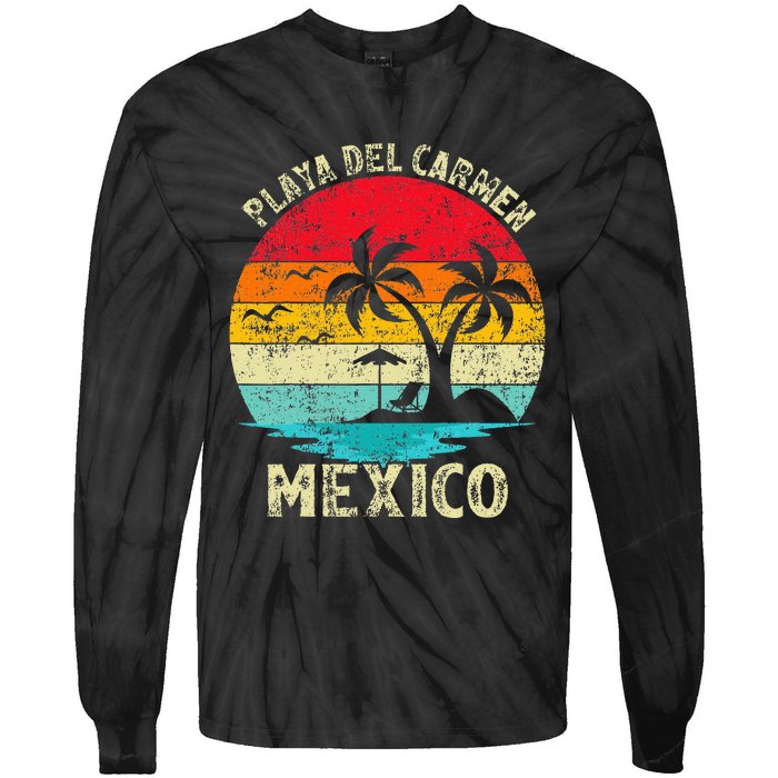 Family Vacation Vintage Retro Mexico Playa Del Car Beach Tie-Dye Long Sleeve Shirt