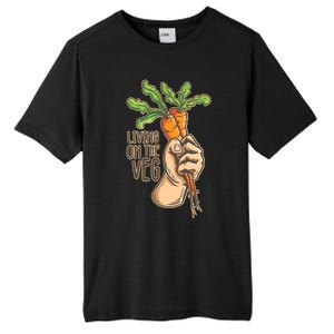 Funny Vegan Vegetarian Pun Tee Living On The Veg Cute Gift Tall Fusion ChromaSoft Performance T-Shirt