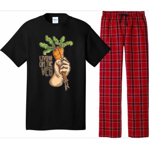 Funny Vegan Vegetarian Pun Tee Living On The Veg Cute Gift Pajama Set