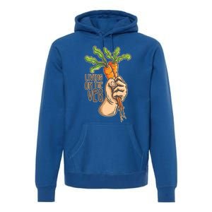 Funny Vegan Vegetarian Pun Tee Living On The Veg Cute Gift Premium Hoodie